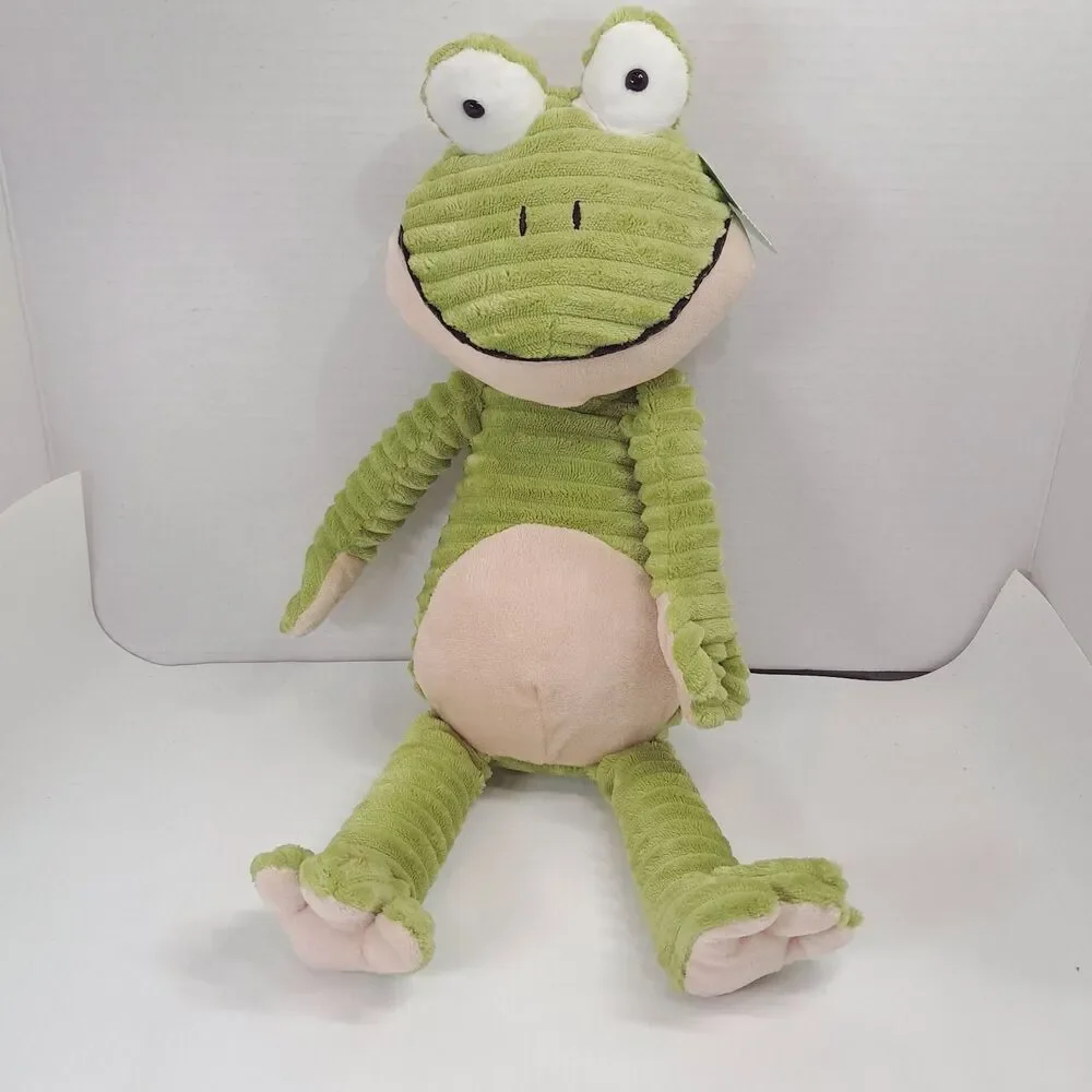 New Walgreens Frog Plush Green Happy Go Fluffy Floppy derpy Corduroy ribbed